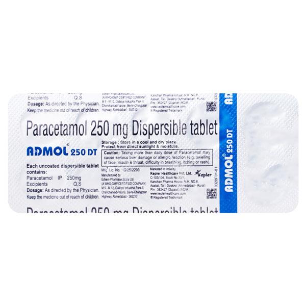 ADMOL DT 250 Tablet 10's - Fever-Ana