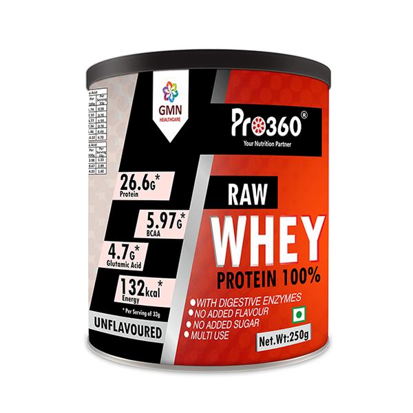 Netmeds | Pro360 Raw Whey Protein Powder - Unflavoured 250 gm