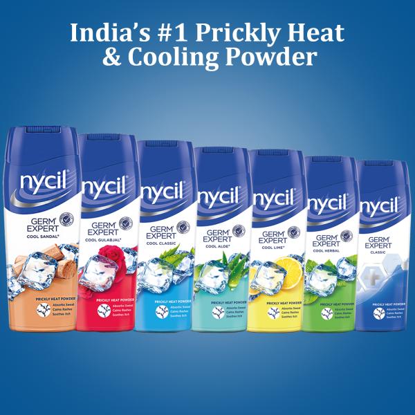 Nycil Germ Expert Prickly Heat Powder - Cool Sandal 150 gm - Talcum Powders