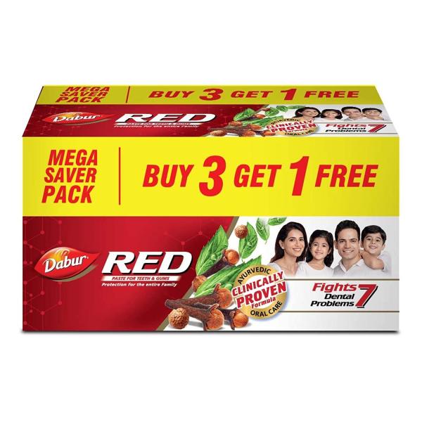 Netmeds | Dabur Red Toothpaste Mega Saver Pack (Buy 3 x 150 gm & Get 150 gm Free) 1's