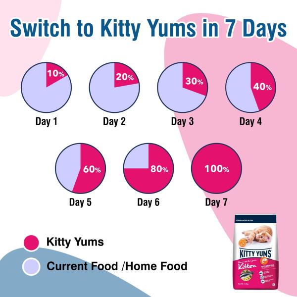 Kitty Yums Kitten(1-12 Months) Dry Cat Food, Ocean Fish 1200 gm - Petfood