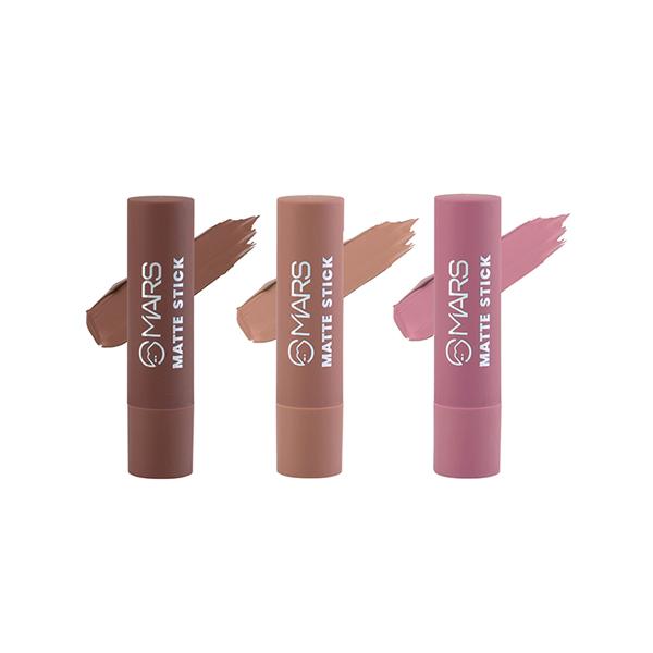 Mars Matte Lipsticks Box - 05 Blushed Nudes 3.2gm each 3's - Lip Kits & Palettes