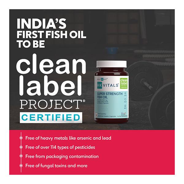 HealthKart HK Vitals Super Strength Fish Oil Soft Gelatin Capsule 60's - Omega Fish Oil Fatty Acids