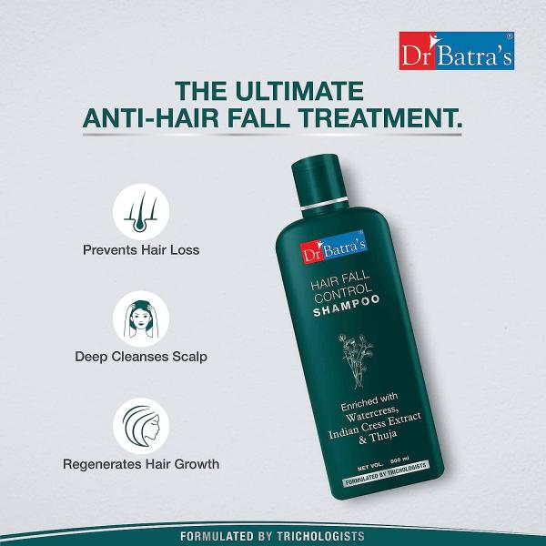 Dr Batra's Shampoo 500 ml + Hair Fall Control Shampoo 500 ml + Hair Vitalizing Serum 125 ml - Hair Treatment