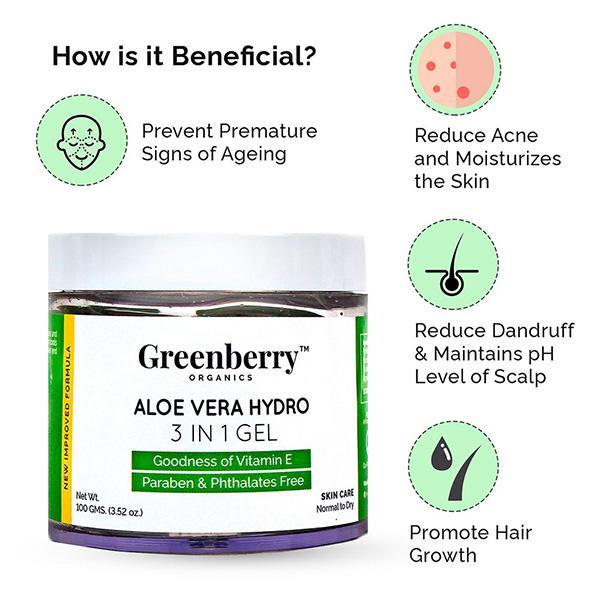 Greenberry Organics Aloe Vera Hydro 3-in-1 Gel 100 gm - Night Cream