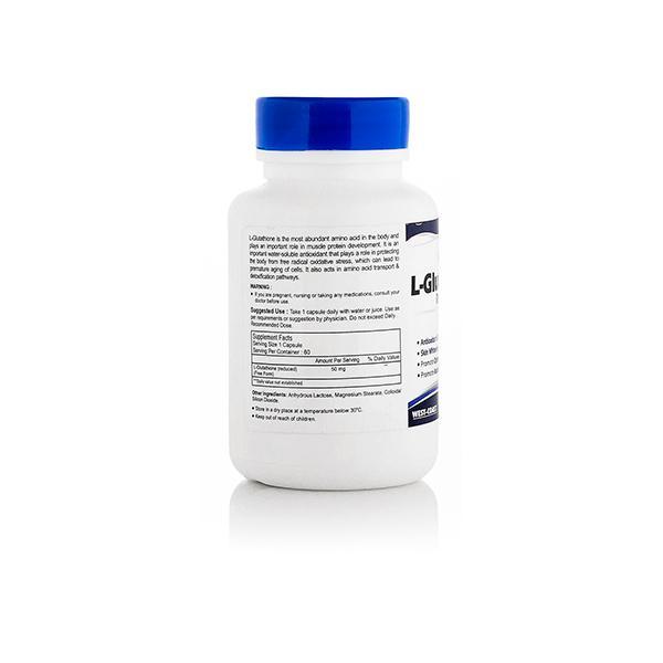 HealthVit Glutathione Reduced 50 mg Capsules 60's - Amino Acids