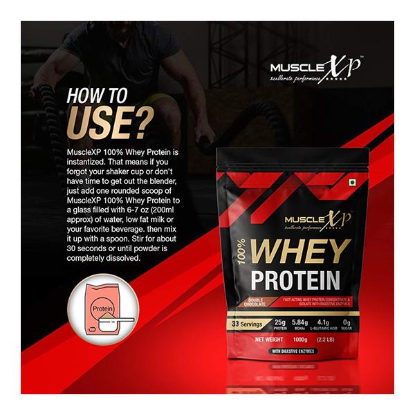 MuscleXP 100% Whey Protein Powder - Double Chocolate Flavour (Pack of 2 x 1 kg) - Whey Proteins
