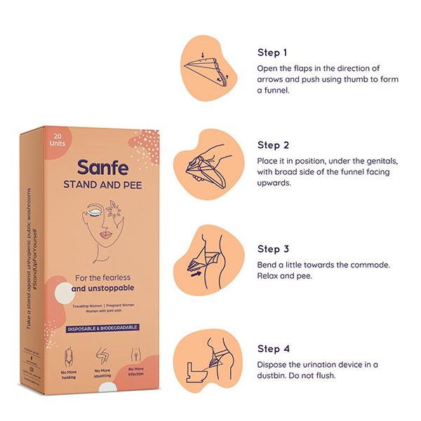 Sanfe Stand And Pee Disposable & Biodegradable Funnel 20's - Intimate Care