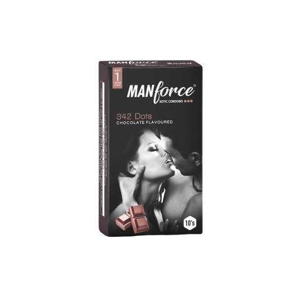 Netmeds | Manforce 342 Dots Xotic Condoms - Chocolate Flavoured 10's