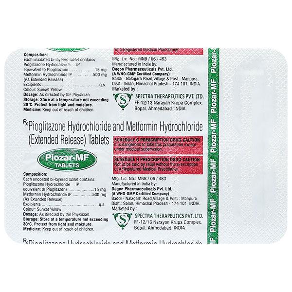 PIOZAR MF Tablet 10's - Diabetes-Ant