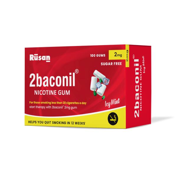 2baconil Icy Mint 2 mg Chew Gum 100's (N) - Nicotine Gums/Lozenges