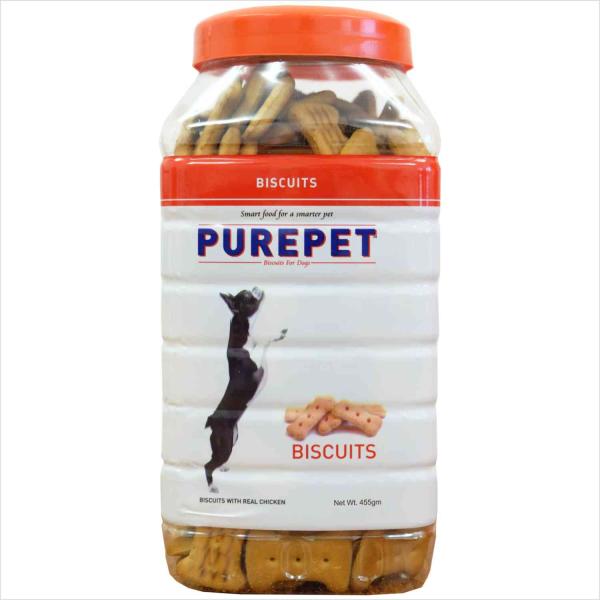 Netmeds | Purepet Chicken Flavour, Real Chicken Biscuit,Dog Treats- Jar 455 gm