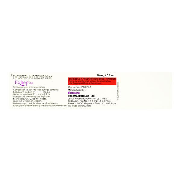 Exhep 20mg Injection 0.2ml - Blood Clot-Ant