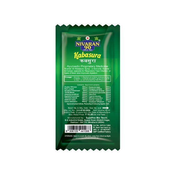 Nivaran 90 Kabasura Syrup 10ml (Pack of 72 Sachets) 1's - Speciality Medicines