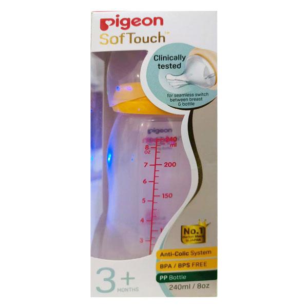 Pigeon Wn Nursing Bottle with Plus Type Nipple - Yellow 240 ml