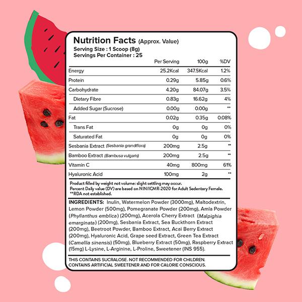 Plix The Plant Fix Collagen Supplement Powder For Women & Men Watermelon Flavour 400 gm - Hair & Skin