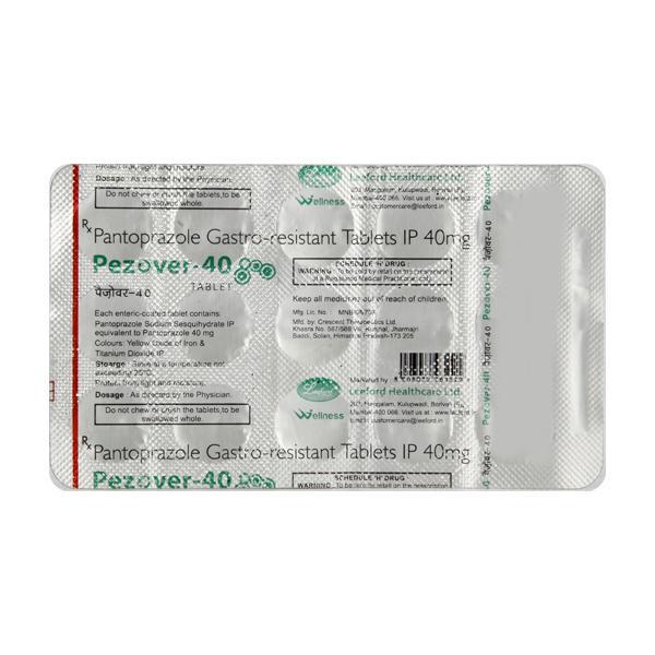 Pezover 40mg Tablet 15'S - Ulcer/Reflux/Flatulence-Aaa