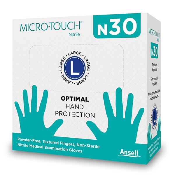 Netmeds | Ansell Micro Touch Nitrile N30 Examination Glove - Large 30's