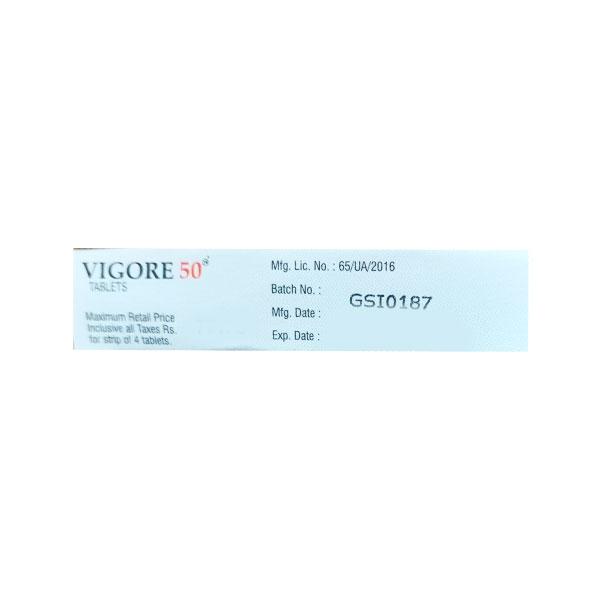 Vigore 50 RED Tablet 4'S - Impotence/Erectile Dysfunction (Ed)