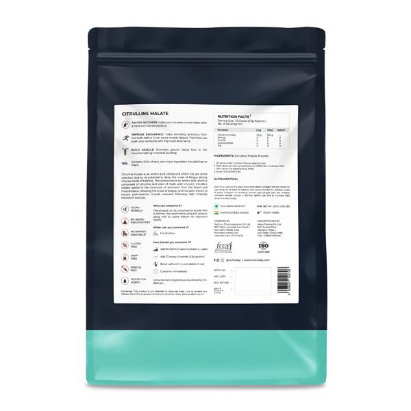 Nutrabay Pure Citrulline Malate Amino Acid Powder - Unflavoured 250 gm - Amino Acids