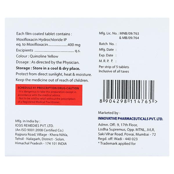 MOXIZEST 400mg Tablet 5's - Bacterial Infections-Qui