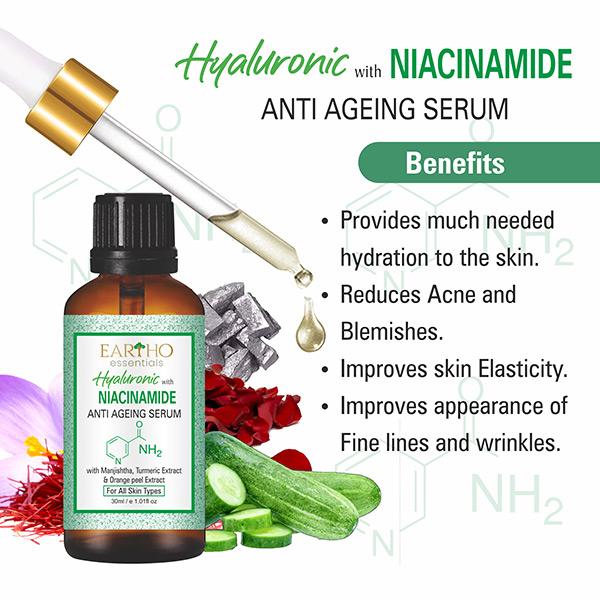 Eartho Essentials Anti Ageing Serum - Hyaluronic with Niacinamide 30 ml - Face Serum
