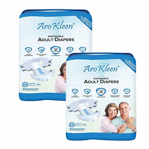 Netmeds | AroKleen Disposable Adult Diaper (M) (72 cm - 102 cm) (Pack of 2 x 10's) 1's