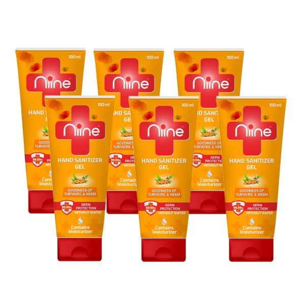 Niine Hand Sanitizer Gel - Turmeric & Neem (Pack of 6 x 100 ml) - Hand Sanitizer