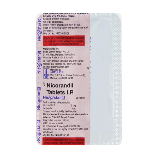Nicostar 5mg Tablet 20'S - Angina