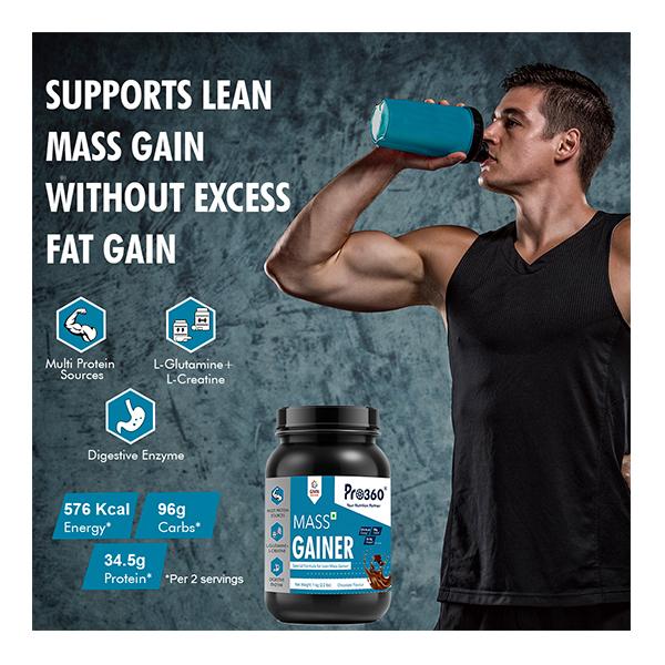 Pro360 Mass Gainer Protein Powder - Chocolate Flavour 1 kg - Weight Gain