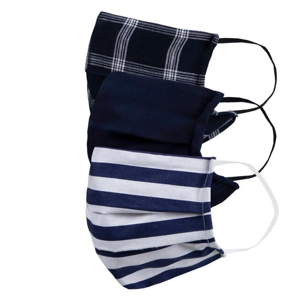 Faballey Nautical 2 Ply Pleated Reusable Mask Set (3 Pcs)