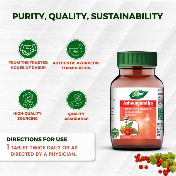 Dabur Ashwagandha Tablets 60's (Free 20's Tablets) - Ashwagandha