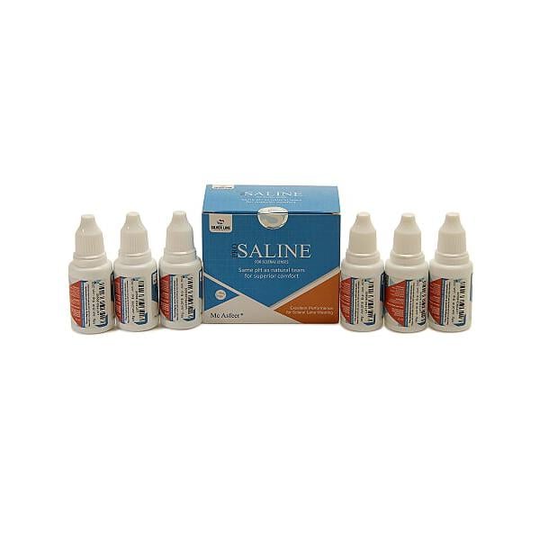 Silver Line Pro Saline Lens Solution (Pack of 6 x 15 ml) - Eyecare Lenses