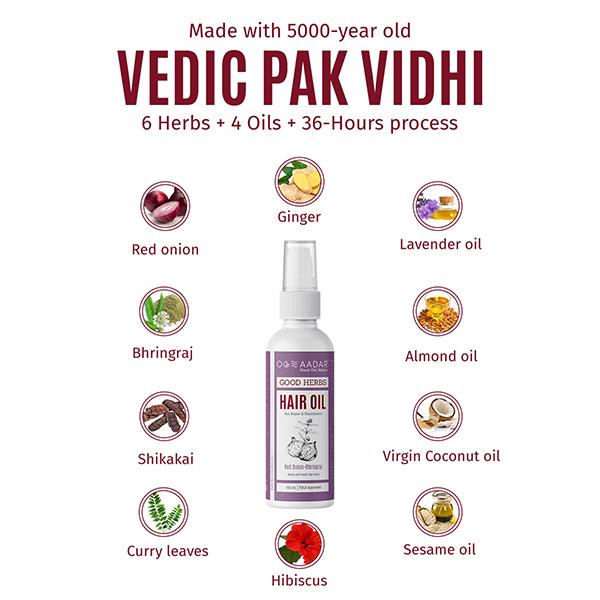 AADAR Good Herbs Hair Repair & Nourishment Hair Oil - Red Onion & Bhringaraj 100 ml - Hair Oils
