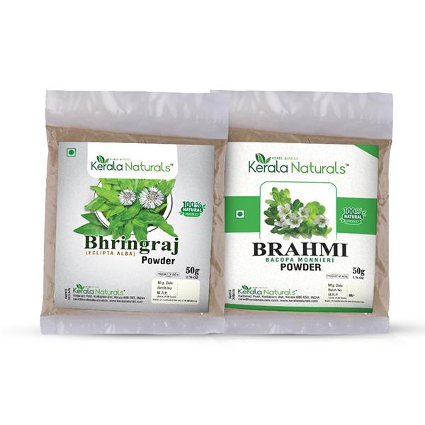 Kerala Naturals Bhringraj Powder 50 gm + Brahmi Powder 50 gm - Personal Care (Ayush)