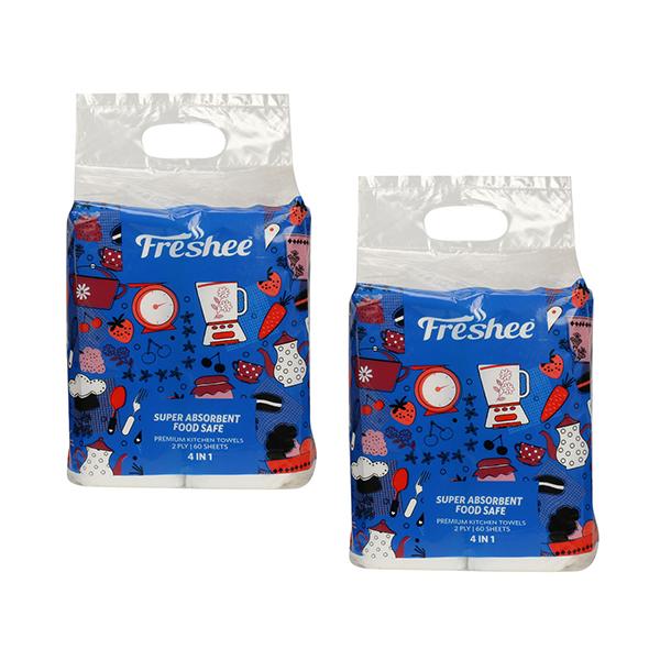 Netmeds | Freshee 4 in 1 Super Absorbent Food Safe 2 Ply Premium Kitchen Towels (Pack of 2)
