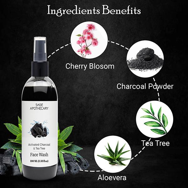 Sage Apothecary Activated Charcoal Face Wash 100 ml - Face Wash & Cleansers