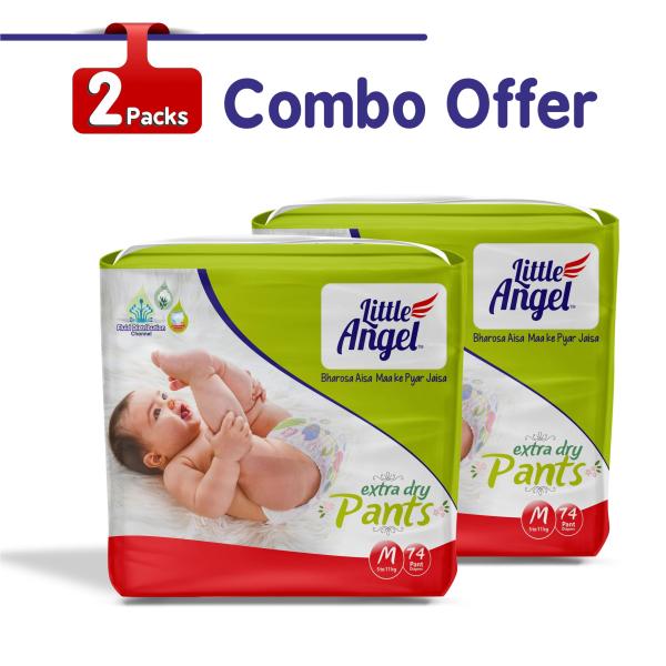 Little Angel Baby Diaper Pants (M) (Pack of 2 x 74's) - Diapers & Wipes