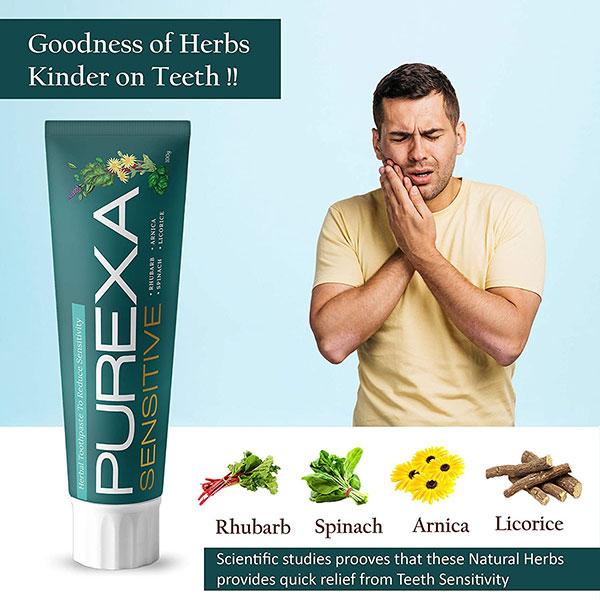 Purexa Herbal Sensitive Toothpaste (100gm X 3) - Toothpaste