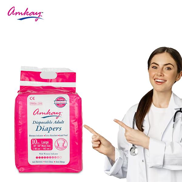 Amkay Disposable Adult Diapers (L) 10's - Adult Diapers & Pads