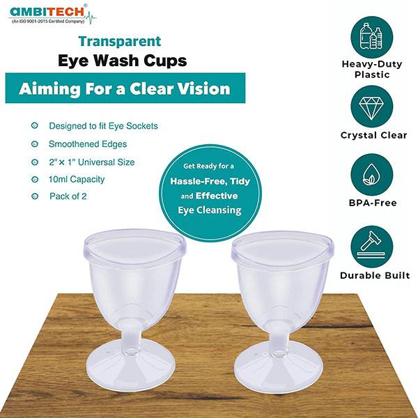 Ambitech Transparent Eye Wash Cup (Pack of 2) - Men Eyeglasses