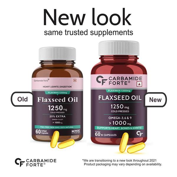 CF Flax Seed Oil 1250 mg Softgel Capsule 60's - Herbal Dietary Supplement