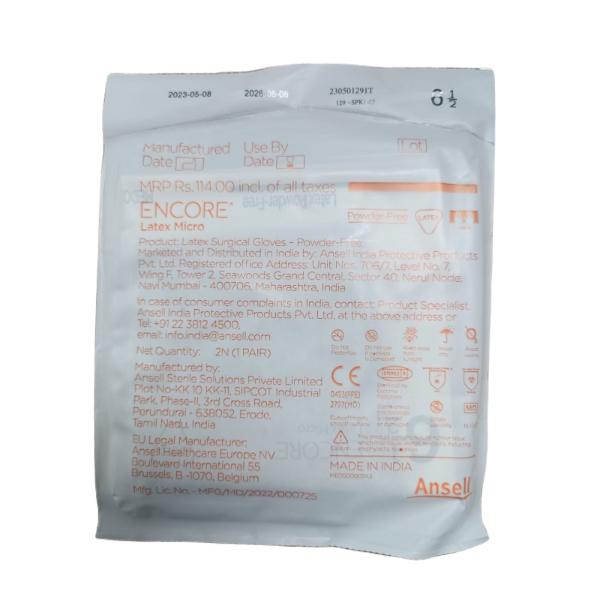 Netmeds | Ansell Encore Latex Micro Powder Free Gloves (6.5) (1 Pair)
