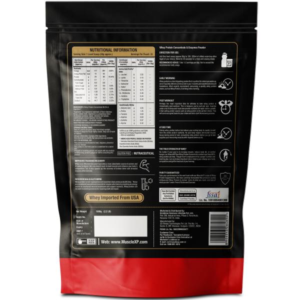 MuscleXP Raw Whey Protein Concentrate 80% Powder - Unflavored (Pack of 2 x 1 kg) - Whey Proteins