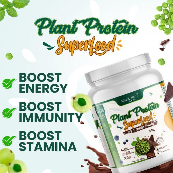 Goodlife Nutrition Plant Protein Super Food Powder - Swiss Chocolate 500 gm - Nutritional Bars