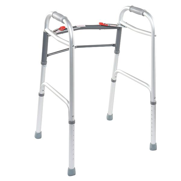 Entros Button Folding Walker - Silver (SC4001) - Wheelchairs & Walking Sticks