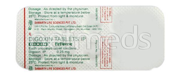 Dixin 0.25mg Tablet 10'S - Arrhythmiasis