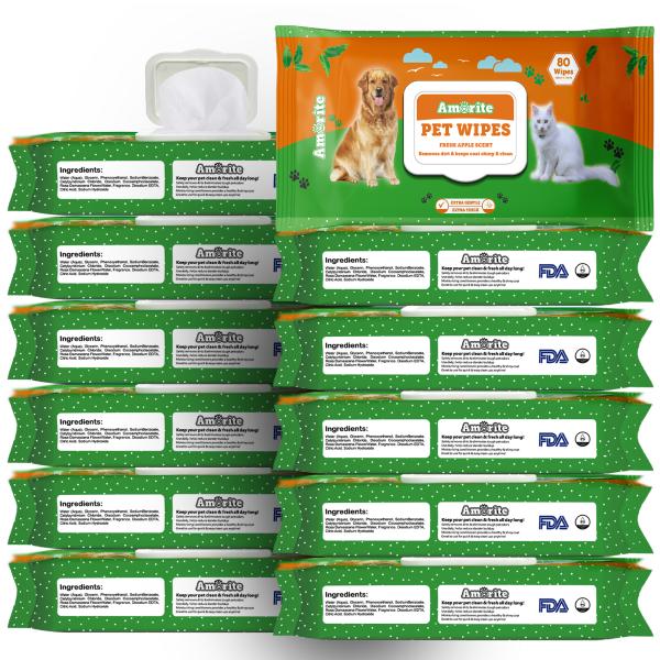 Netmeds | Amorite Pet Wipes For Dogs & Cats (Pack Of 12 X 80S) 1's
