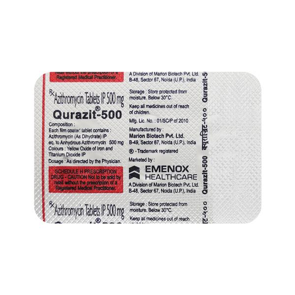 Qurazit 500mg Tablet 3'S - Bacterial Infections-Mac