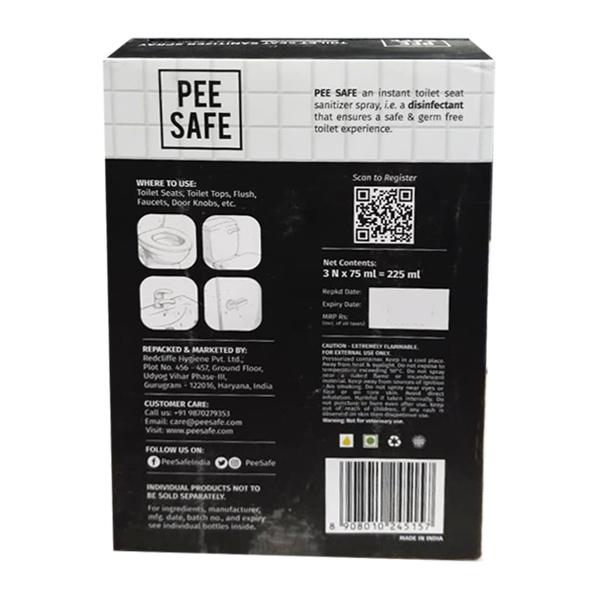 Pee Safe Toilet Seat Sanitizer Spray - Lavender (Pack of 3 x 75 ml) - Toilet Seat Sanitizer